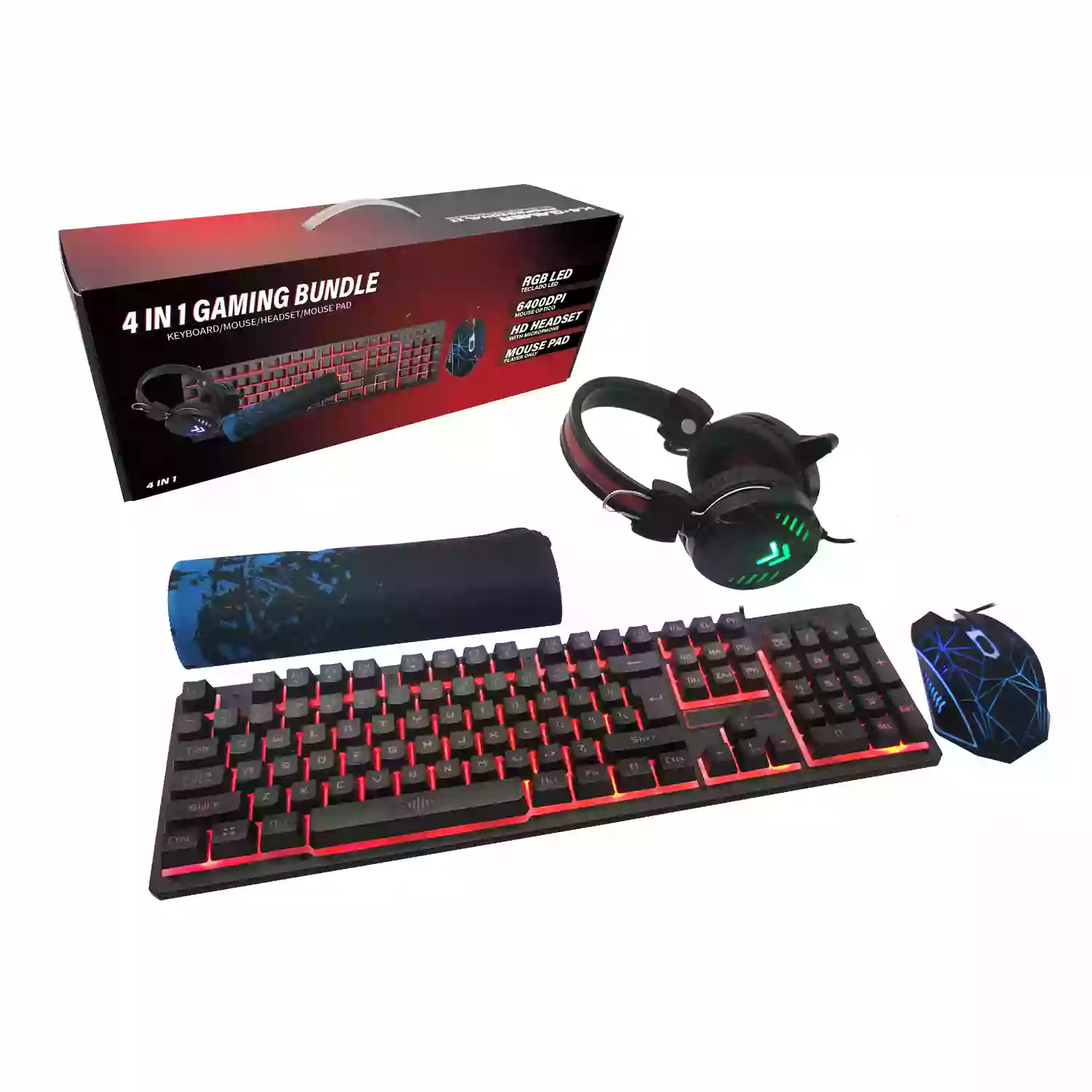 4 in 1 RGB Gaming Bundle Keyboard_Mouse_Mouse Pad_Headset for Gamers